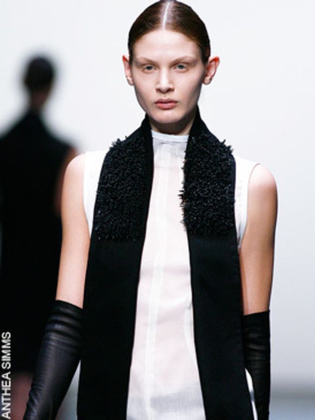 <p>Fur trims, stretch leather panelled trousers and butter soft leather polo necks and biker jackets all showcased Lynns ability to strike the perfect balance between edgy and chic and the intuitive talent that makes <a href="">Lynn</a> one of the most r