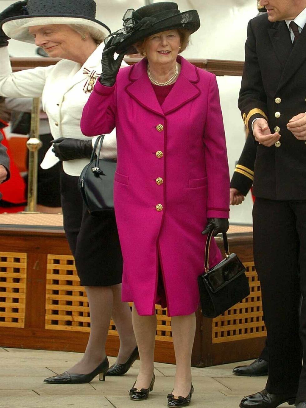 <p>Margaret Thatcher unveiling a memorial archway to mark the 25th anniversary of the end of the Falklands War, 12 May 2007.</p>