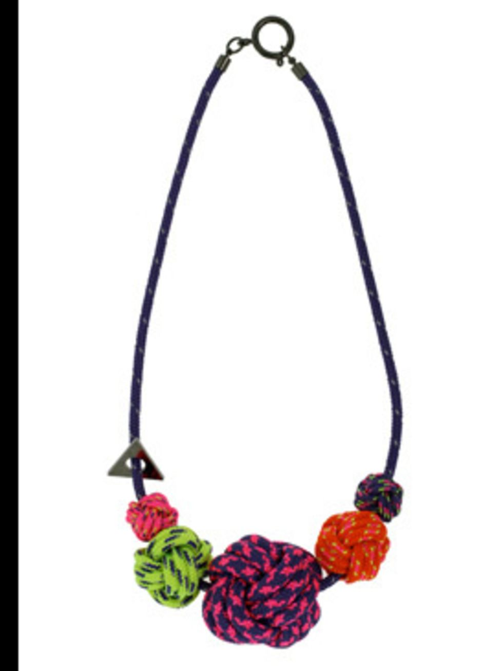 <p>Necklace, £140 by Lanyard at <a href="http://www.kabiri.co.uk/jewellery/necklaces/five_knot_necklacepurple">Kabiri</a></p>