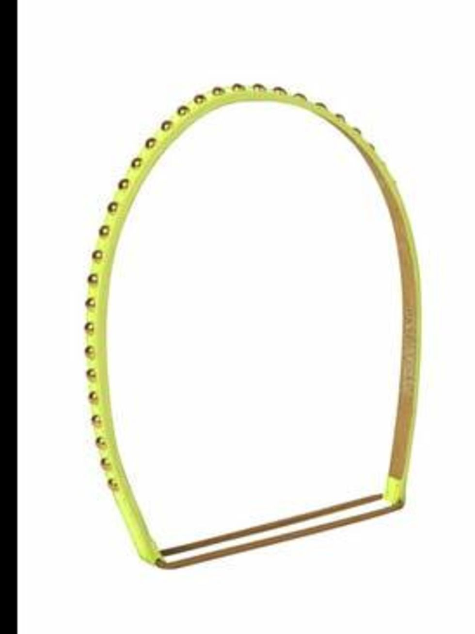<p>Headband, £115 by Jennifer Behr at <a href="http://www.liberty.co.uk/fcp/product/Liberty/Accessories/Patent-Green-Studded-Headband,--Jennifer-Behr/11565">Liberty</a></p>