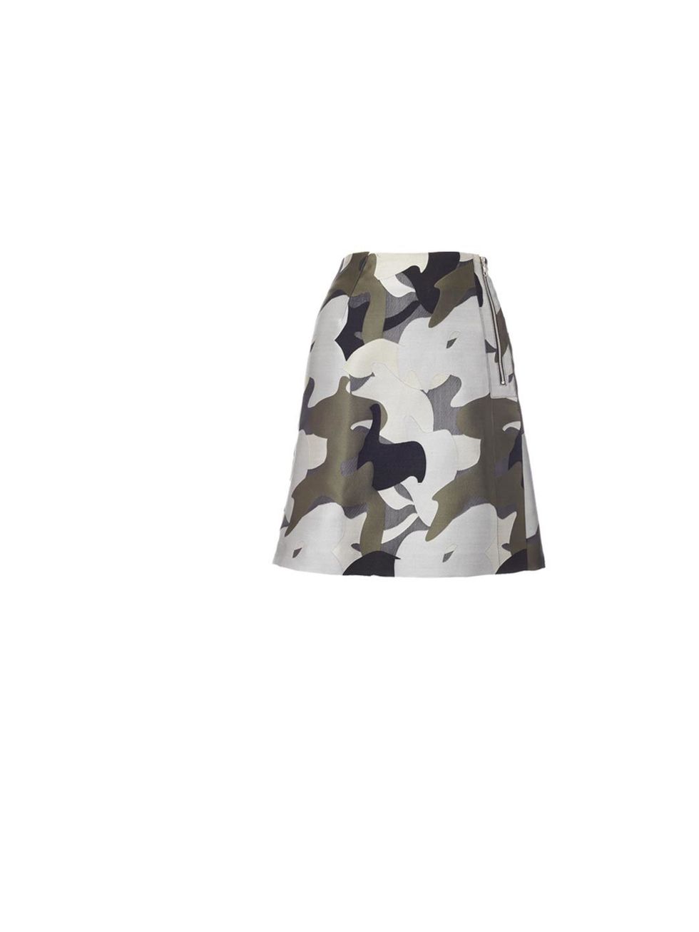 <p>You won't want to hide in <a href="http://www.whistles.co.uk/fcp/product/whistles//camo-jaquard-skirt/903000060579">Whistles'</a> camo skirt, £135</p>
