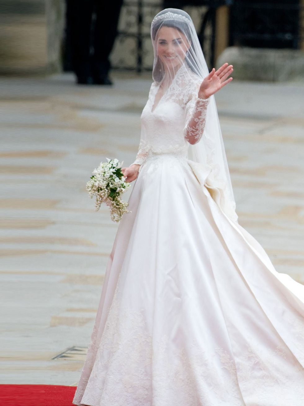 <p>Kate Middleton wore an Alexander McQueen designed dress to her wedding with Prince William.</p>