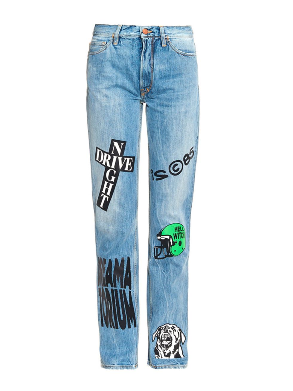 <p><a href="http://www.matchesfashion.com/products/Aries-Norm-straight-leg-vinyl-transfer-jeans-1027274" target="_blank">Aries</a> jeans, £220 </p>