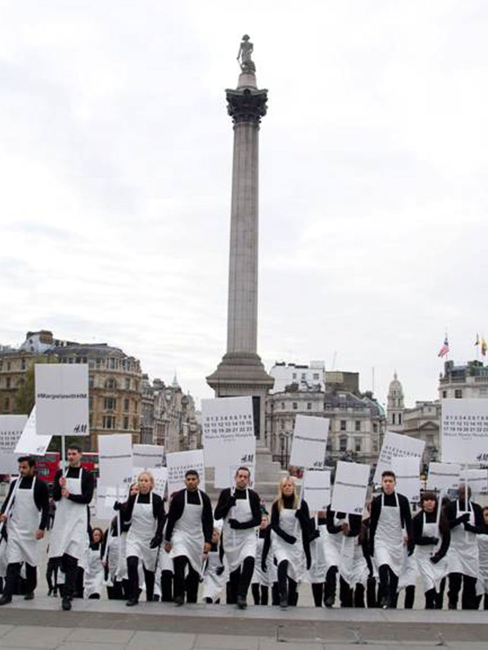 <p>Margiela for H&amp;M 'protest' in Trafalgar Square, London </p>