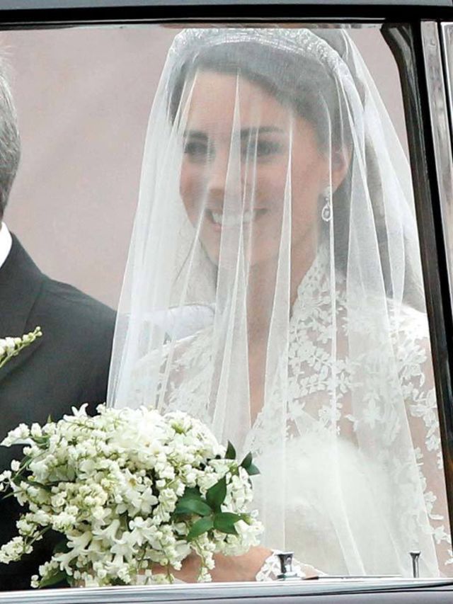 <p>Catherine (as she is now called) has worn her hair half-up and half-down with the ends curled - it's a similar look to the one she wore for the last official engagement, meaning it was a run-through for the big day after all! Today, without the blowing