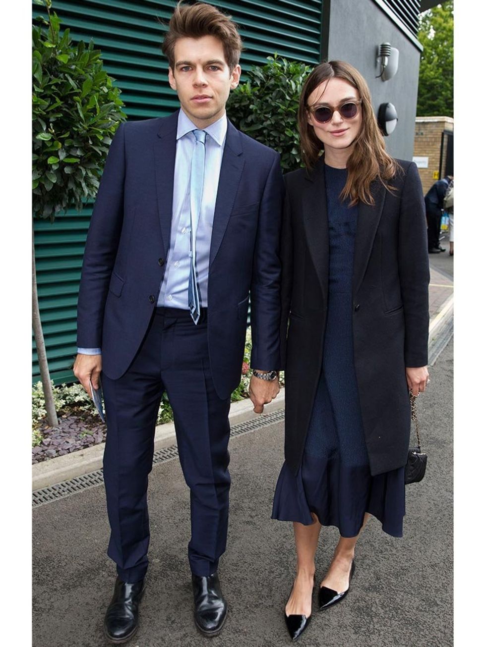<p>Keira Knightley wearing Jimmy Choo Attila shoes with James Righton to the Wimbledon Championships 2014.</p>