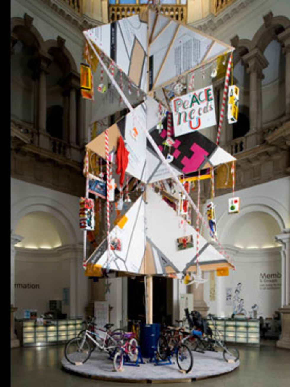 <p>Recycling has never been hipper, and that applies to your Christmas tree, too. We dont mean dragging last year's brown relic in from the garden, but taking inspiration from contemporary artists Bob and Roberta Smith who have used recycled timber, bicy