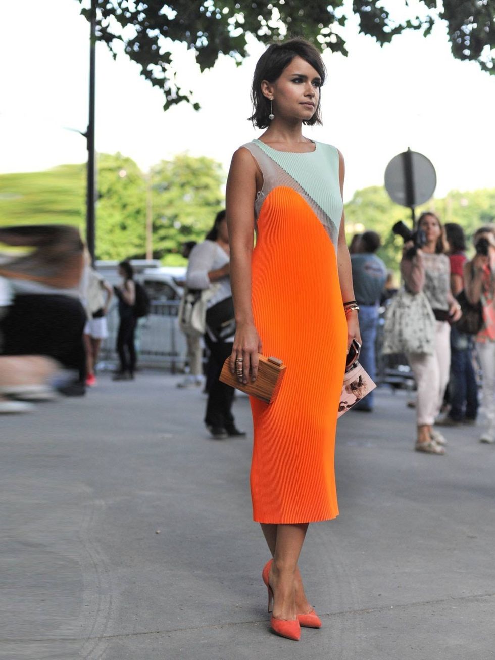 <p>Mira Duma</p><p>This Stella McCartney tangerine colour pop needs no introduction.</p>