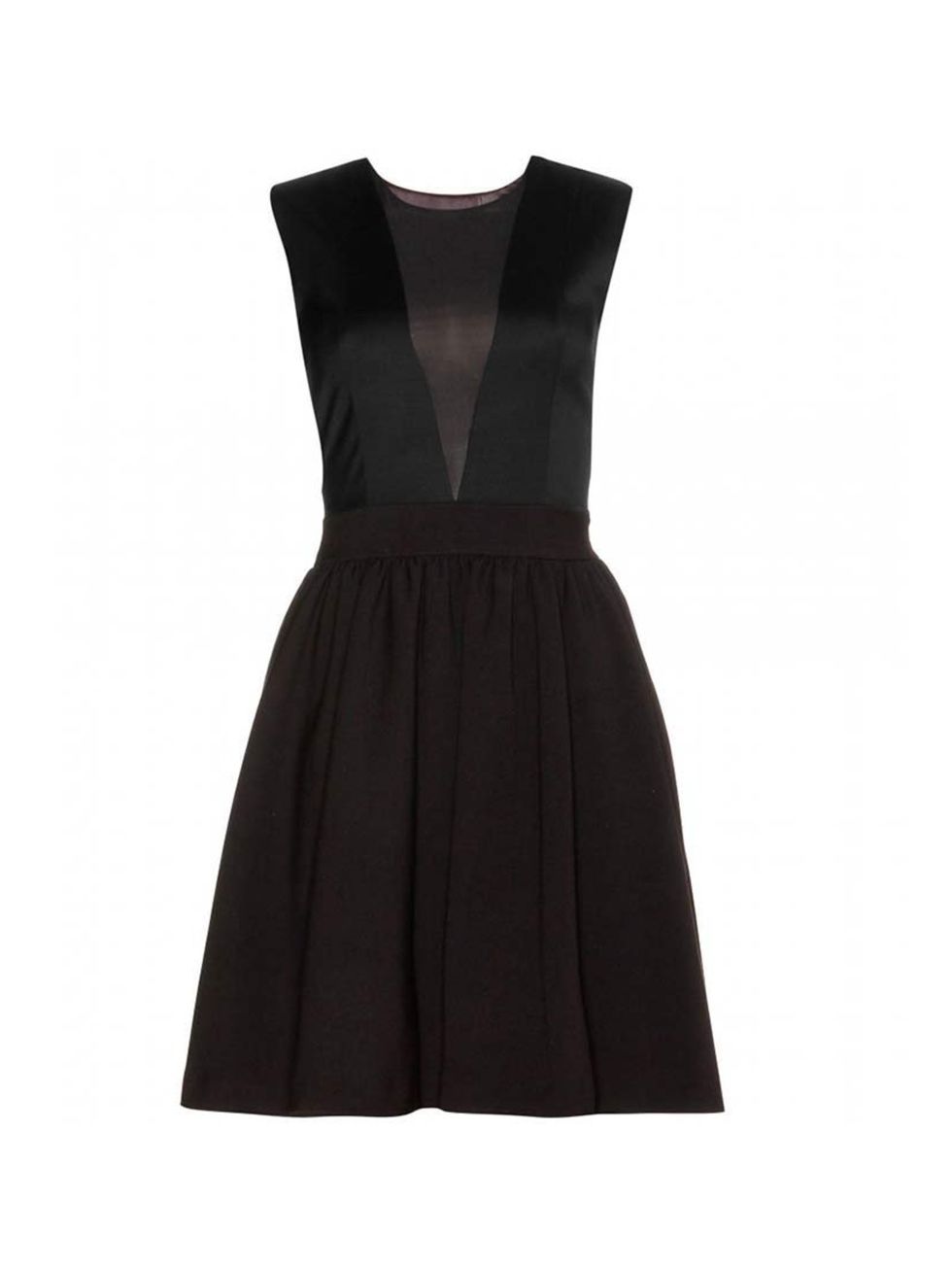 <p>By Malene Birger contrasts a daring semi-sheer chiffon V-front with a full skirt in this head-turning black dress. It is £235 at <a href="http://www.mytheresa.com/en-gb/imaska-chiffon-trimmed-crepe-dress.html">My Theresa</a>. </p>