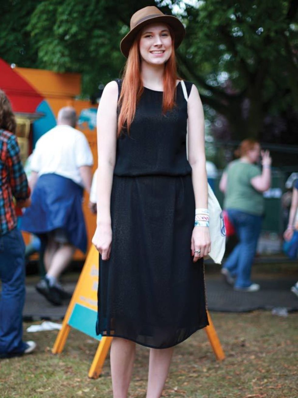<p>Photo by Lucie Kerley.Amy Critchlow, 21, Fashion Student. Urban Outfitters dress, Russell and Bromley shoes, H&amp;M hat.</p>