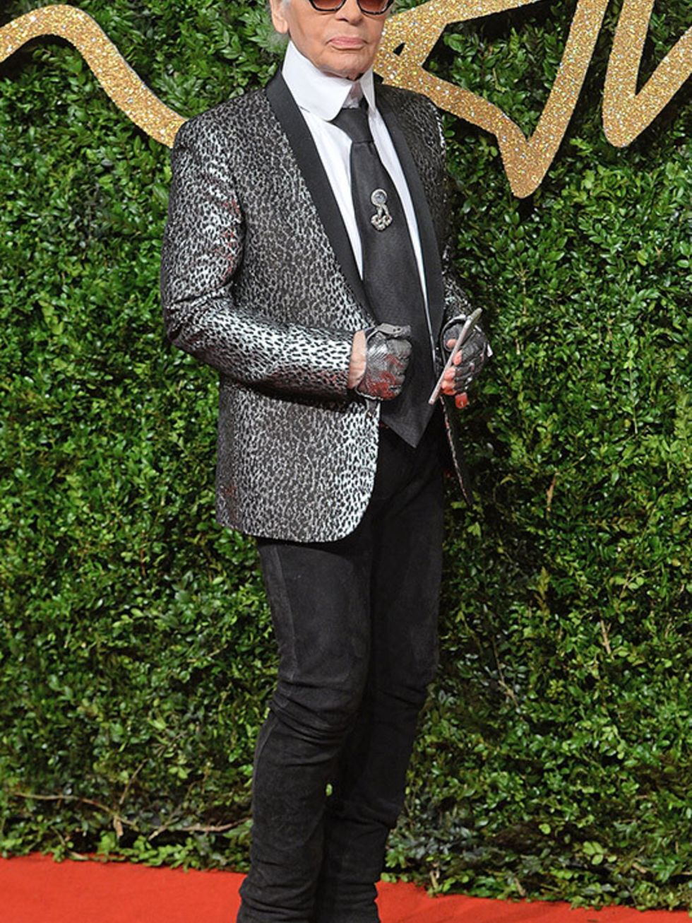 Karl Lagerfeld attends the British Fashion Awards in London, November 2015.