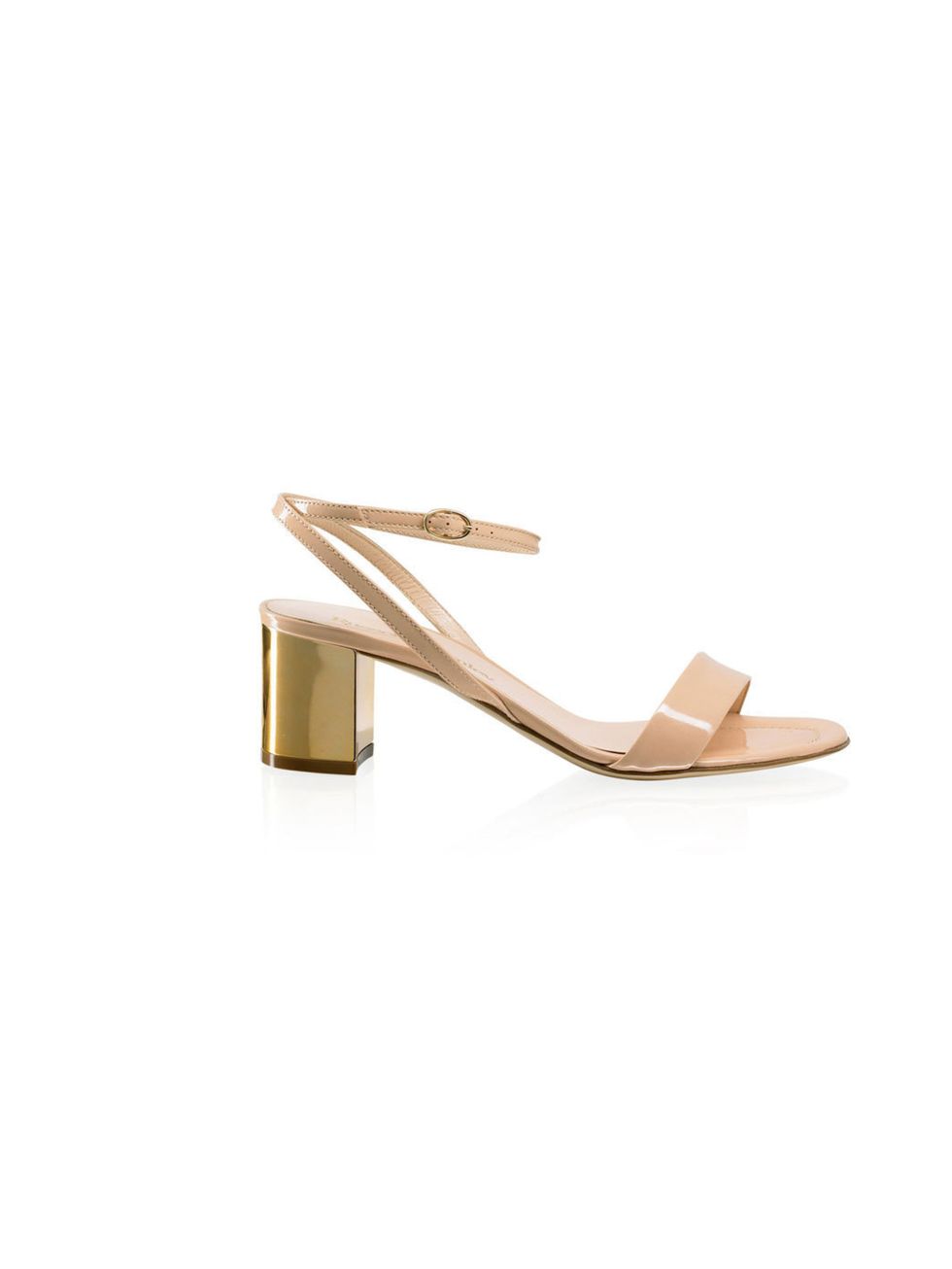 <p>With the perfect mid-height chunky heel, look-at-me luxe gold finish and go with everything nude leather, make these Russell &amp; Bromley beauts are your first sandals purchase of the season  <a href="http://www.russellandbromley.co.uk/heels/cannes/i