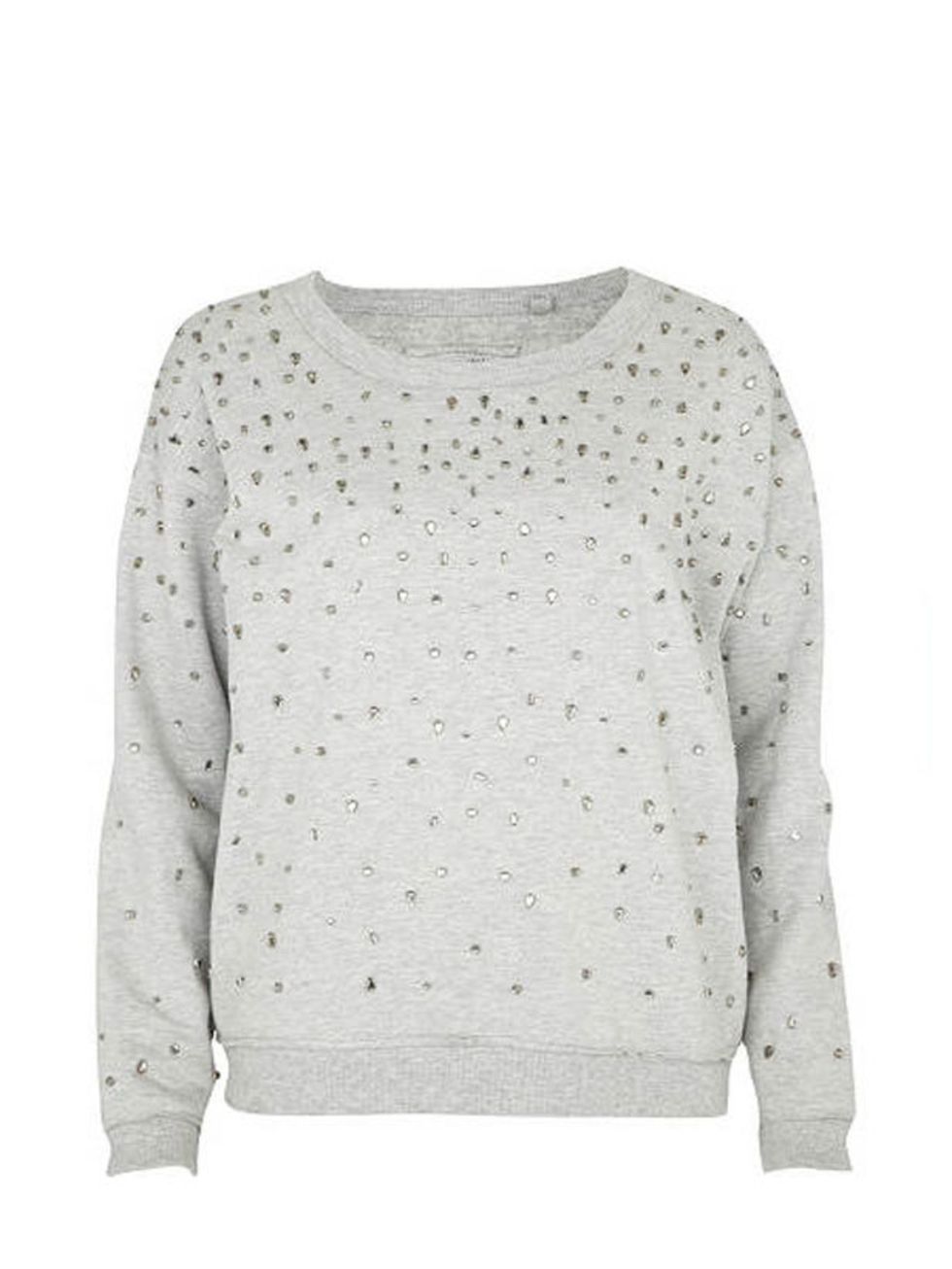 <p> </p><p> </p><p>Styled with everything from a maxi skirt to leather shorts, this embellished sweater will be a winter staple. <a href="http://www.riverisland.com/Online/women/tops/casual-tops/grey-cluster-jewel-sweat-top-596067">River Island</a> grey e