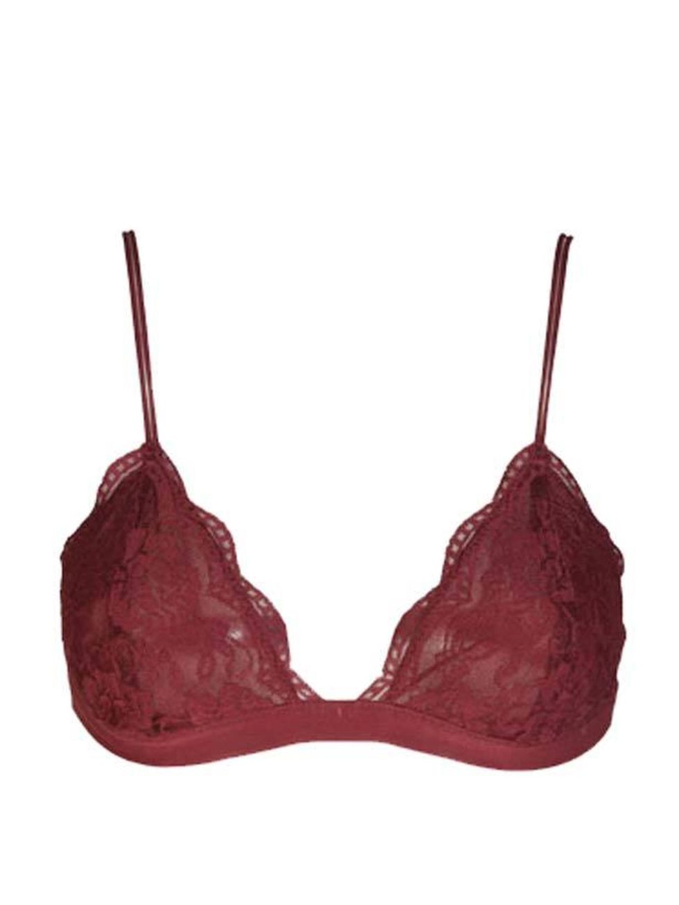 <p><a href="http://www.urbanoutfitters.co.uk/lace-triangle-bra/invt/5741422432678/&amp;bklist=icat,5,shop,womens,womensclothing,wunderwear">Urban Outfitters</a> red lace bra, £16</p>