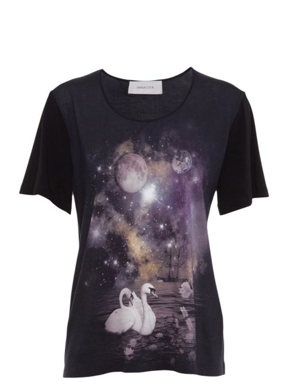 <p> </p><p>This swan printed T-shirt is far too magical for the day - dress up with statement jewels and a sequin mini for an alternative evening look. Emma Cook swan print T-shirt, £160, at <a href="http://www.harveynichols.com/womens/categories/designer