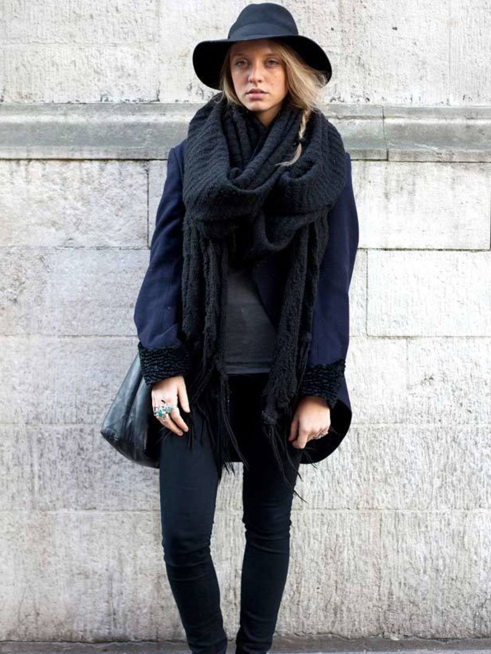 <p>Photo by Silvia Olsen.Elisa, 21, Student. Comme des Garcons coat, J Brand jeans, TK Maxx hat, H&amp;M scarf, Converse. </p>