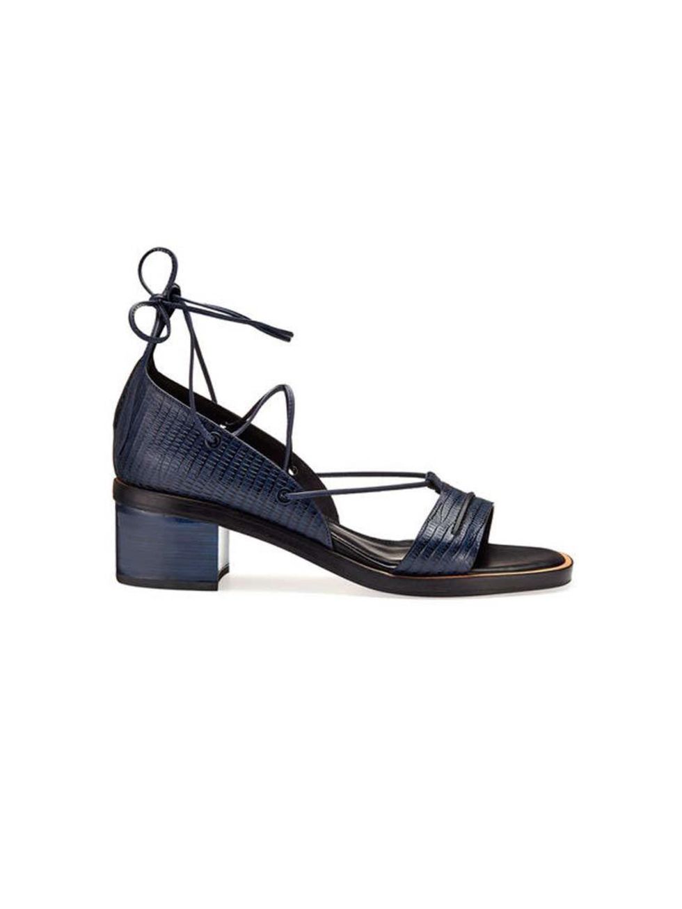<p>Pair with culottes to show off all that ankle-strap action.</p>

<p><a href="http://www.whistles.com/women/shoes/sandals/nevine-two-part-lacing-sandal-20498.html?dwvar_nevine-two-part-lacing-sandal-20498_color=Navy" target="_blank">Whistles</a> sandals
