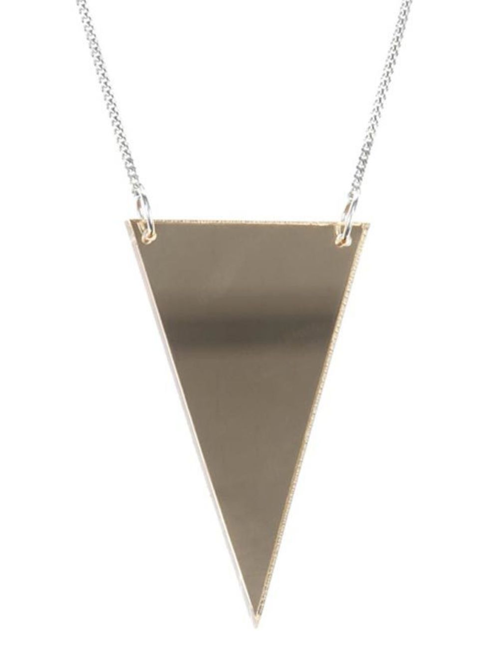 <p> </p><p> </p><p>Worn with a chunky knit, plain T-shirt or LBD, this sleek geometric necklace will give a subtle, luxe edge to just about anything. Lucy Peacock triangular newcklace, £52, at <a href="http://www.no-one.co.uk/shopping/women/search/schid-6