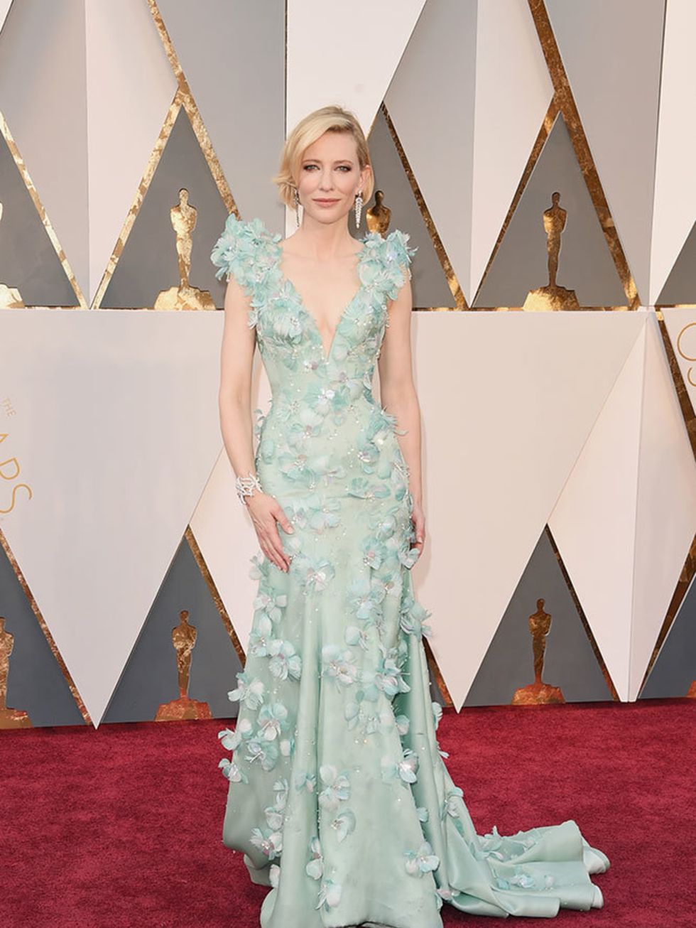 <p>Cate Blanchett in Armani Prive with Tiffany &amp; Co. jewellery at the Oscars in LA, February 2016.</p>