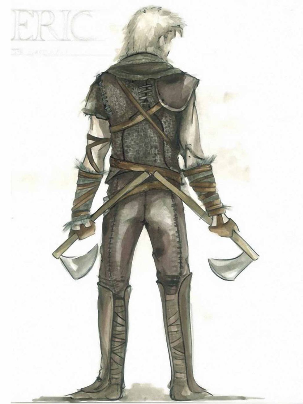 <p>The back of the Huntsman's costume as sketched by Colleen Atwood</p>