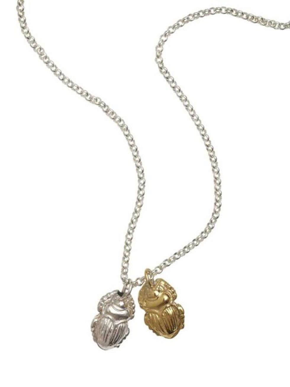 <p><a href="http://www.enellelondon.com/necklaces.html?start=9">Enelle London</a> Scarab beetle necklace, £120</p>