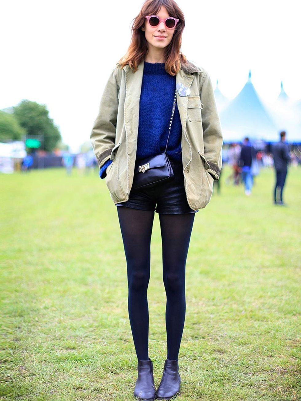 <p>Alexa Chung, 28, cultural chameleon. Vintage jacket, Valentino bag, Philip Lim shorts.</p>