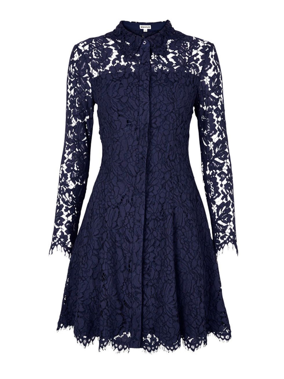 <p><a href="http://www.veryexclusive.co.uk/whistles-lace-shirt-dress-navy/1600053872.prd" target="_blank">Whistles</a> dress, £195</p>
