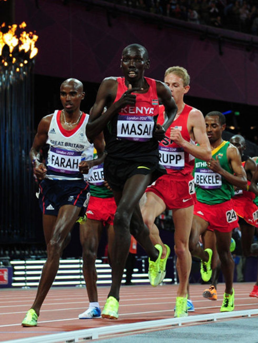 <p>Nike's neon yellow shoes grab attention during the 10,000m race</p>