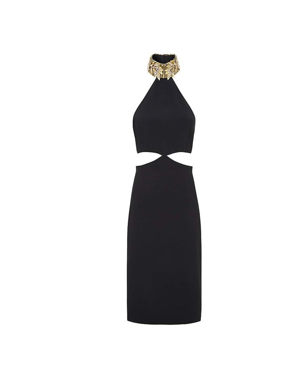 <p>Similar to the black design Kate Hudson wore last year, this Alexander McQueen dress, £2,250, is available at <a href="http://www.harrods.com/product/jewel-collar-cut-out-dress/alexander-mcqueen/000000000003619151?cat1=bc-alexander-mcqueen&amp;cat2=bc-