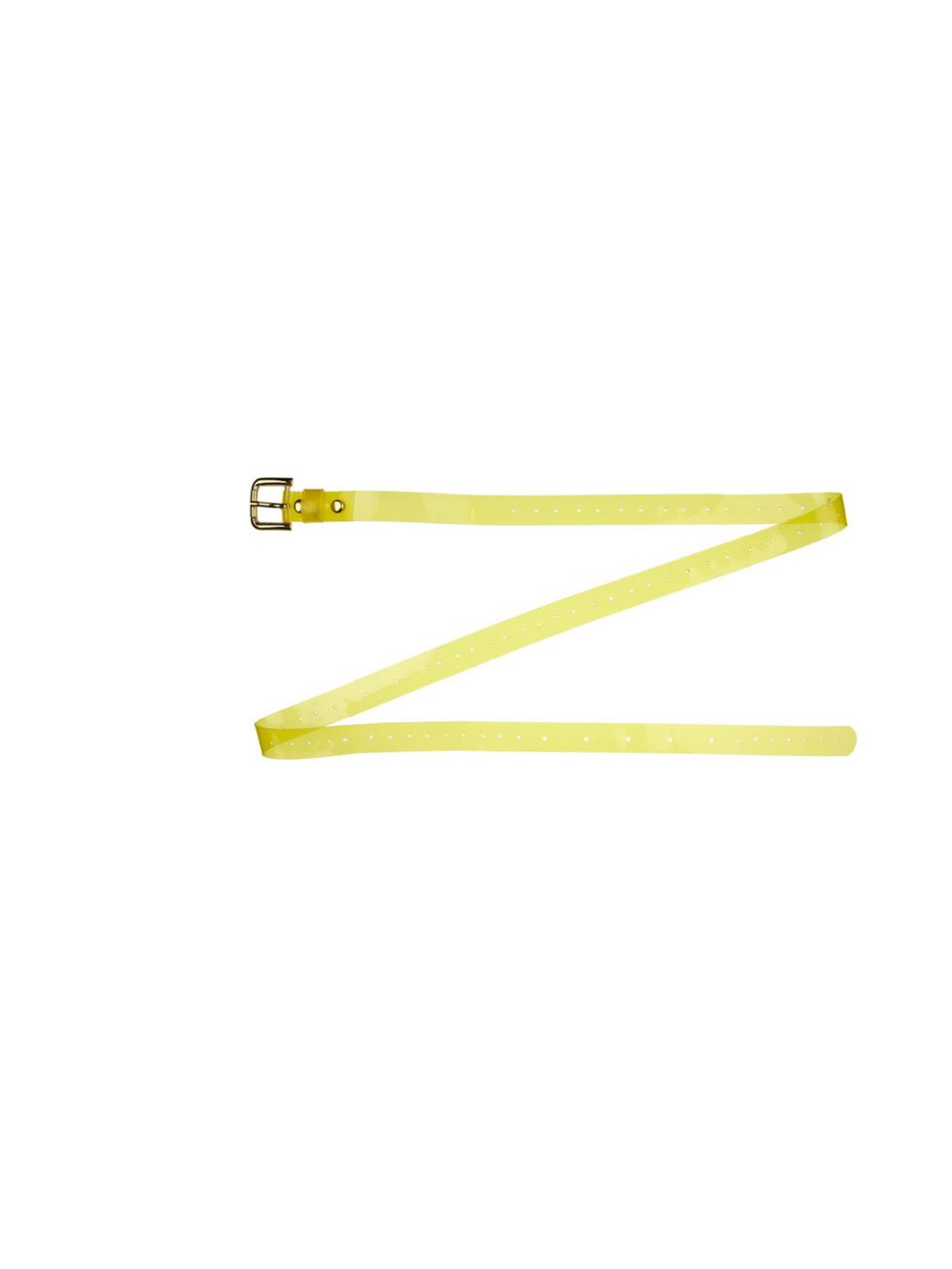 <p>River Island yellow plastic belt, £12, for stockists call 0844 576 6444</p>