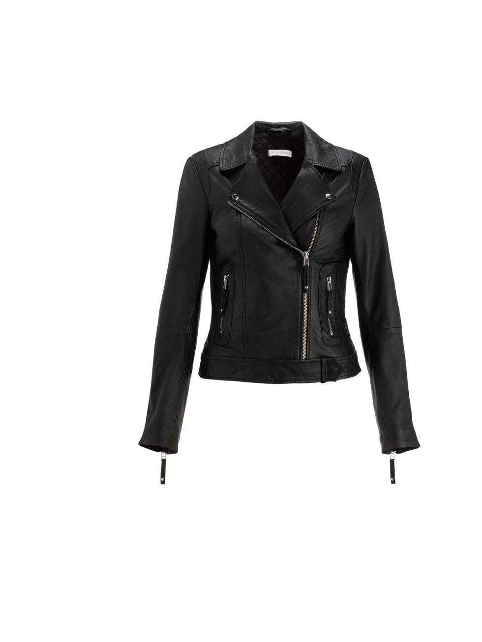 <p><a href="http://www.whistles.co.uk/fcp/categorylist/dept/shop?resetFilters=true">Whistles</a> 'Dree' leather biker jacket, £295</p>