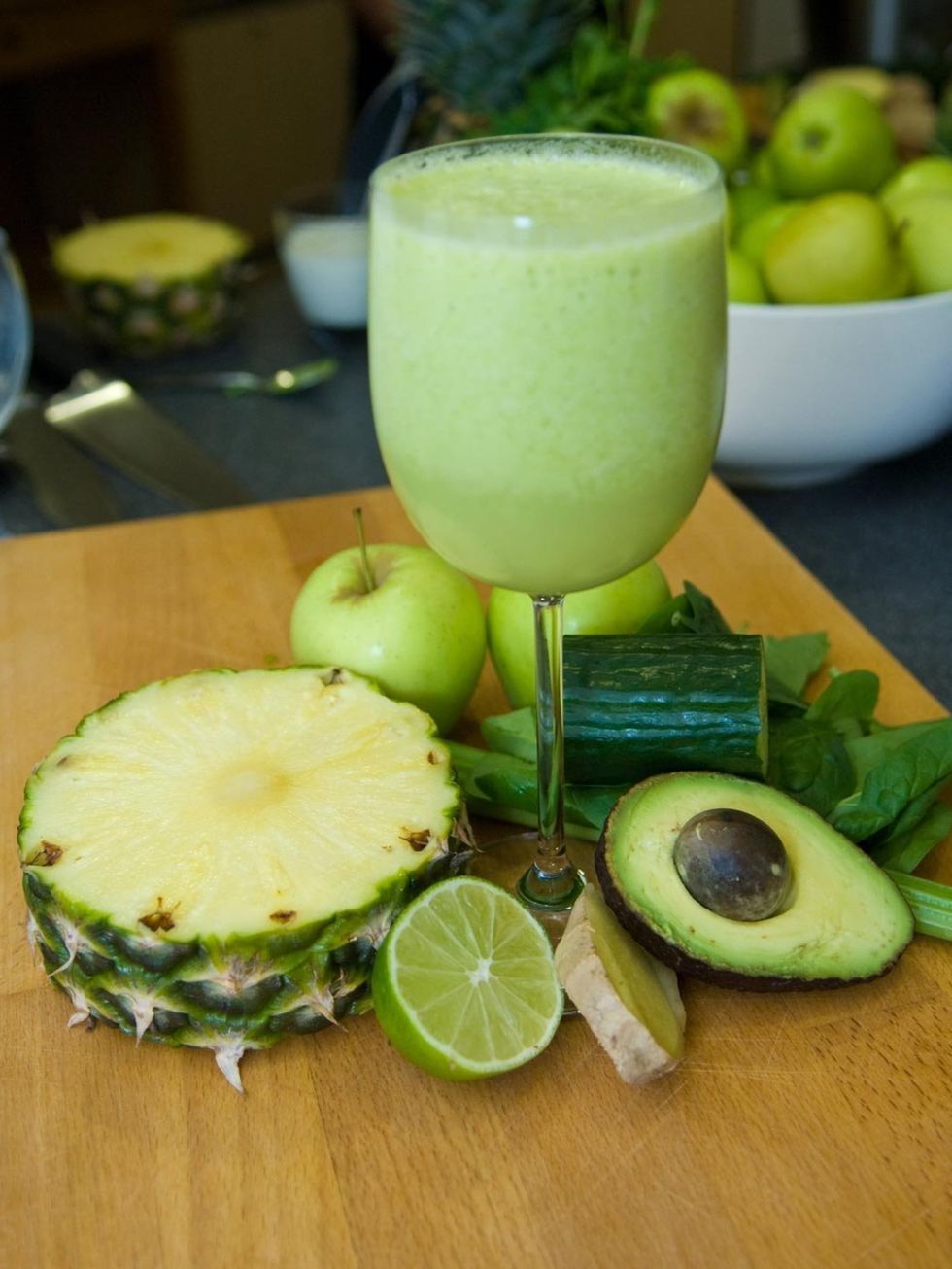 <p>[1] <a href="http://www.elleuk.com/beauty/diet-fitness/diet-features/jason-vale-s-juice-recipes">Ginger Shot</a> followed by <a href="http://www.elleuk.com/beauty/diet-fitness/diet-features/jason-vale-s-juice-recipes">Turbo with-a-Kick</a>!</p><p>[2] <