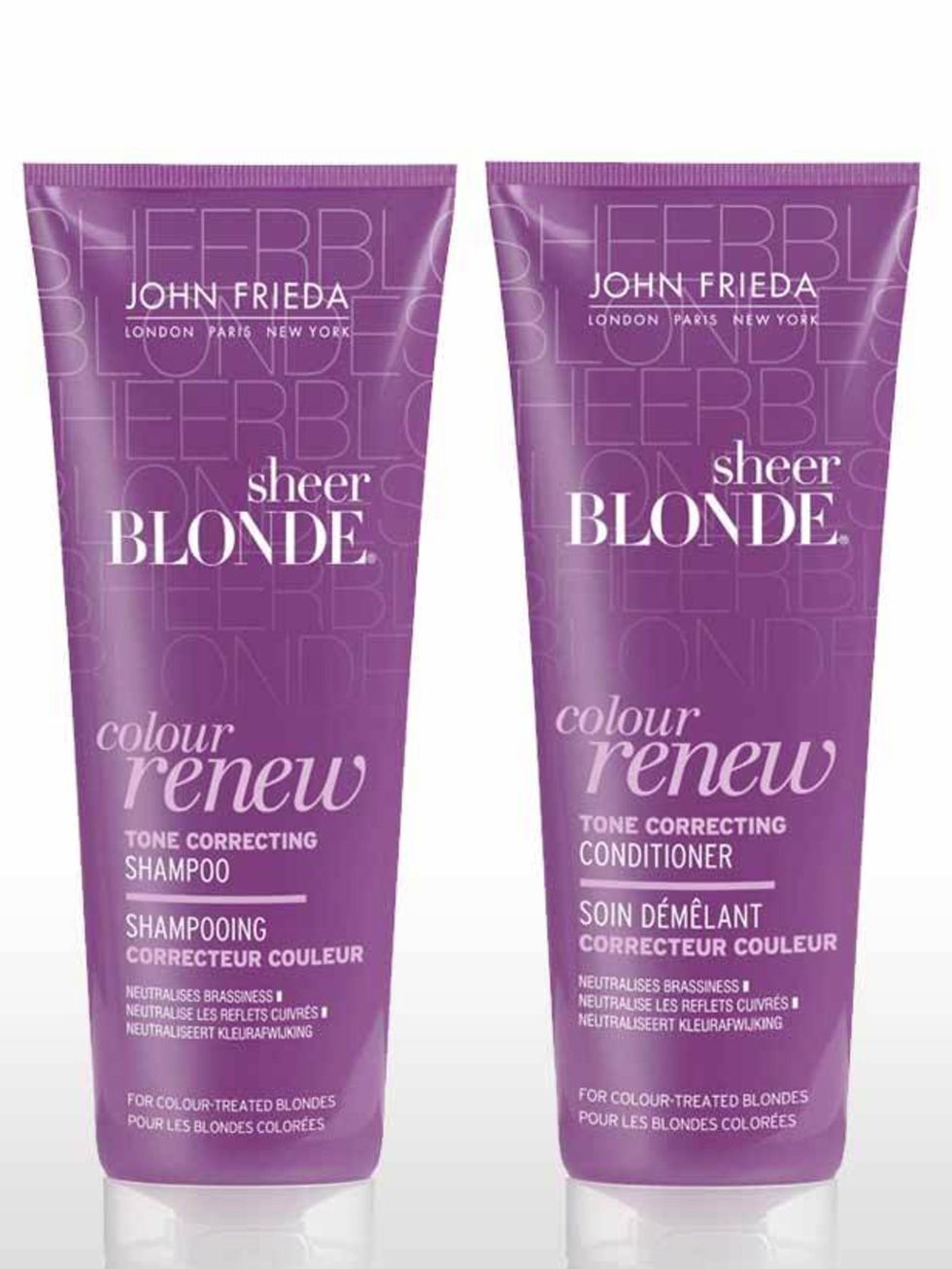 <p>Blondes require products that neutralise brassy and yellow tones. Try John Frieda Sheer Blonde Color Renew Tone Correcting Shampoo and Conditioner, £4.89 each (available nationwide) which, after just 3 uses, will noticeably refresh your colour.</p>