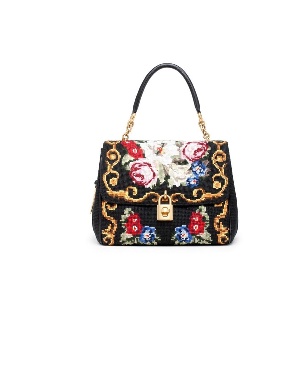 <p>Dolce &amp; Gabbana needle point 'Dolce' bag, £1,450, For stockists call 0207 659 9000</p>