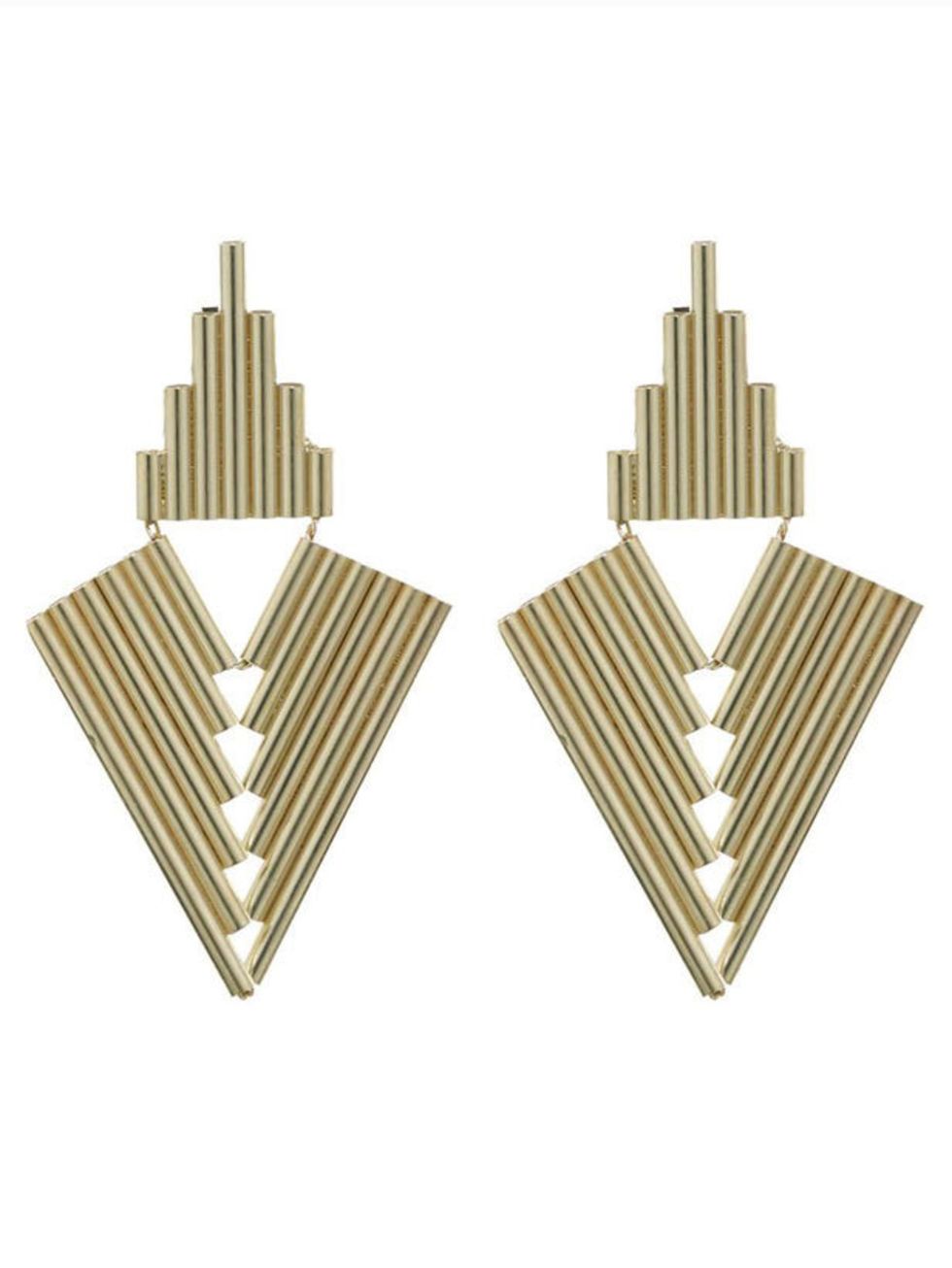 <p> <a href="http://www.kabiri.co.uk/golden-symmetry-earrings.html">Kabiri</a> golden symmetry earrings, £132</p>