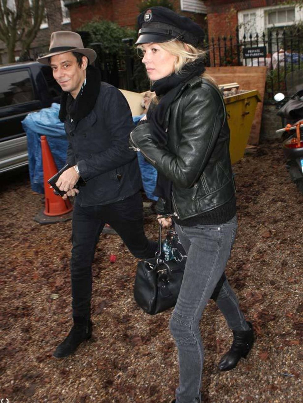 <p>Kate Moss with Jamie Hince in North London</p>
