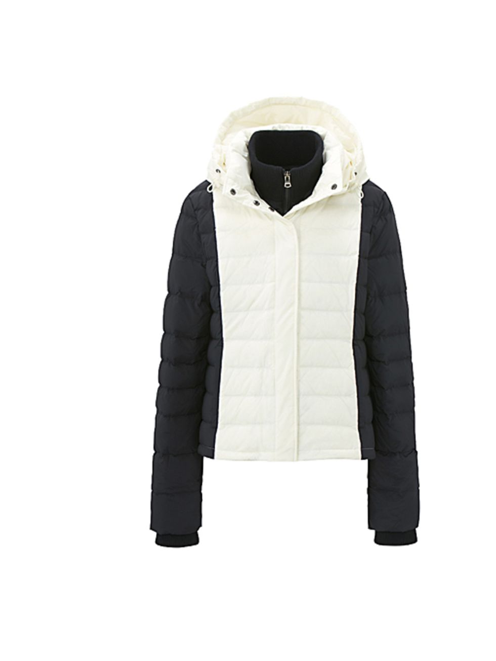 <p>One of the most unexpected collaborations of the year has arrived- head to Uniqlo this week to pick up hip label Theorys cool and cosy puffa jacket <a href="http://shop.uniqlo.com/uk/goods/075251">T Down by Theory for Uniqlo</a> monochrome jacket, £8