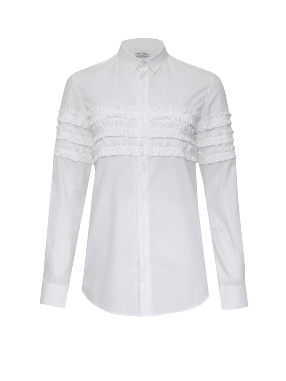 <p>Each x Other shirt, £215 at <a href="http://www.liberty.co.uk/fcp/product/Liberty//White-Ruffle-Poplin-Shirt/132229" target="_blank">liberty.co.uk</a></p>