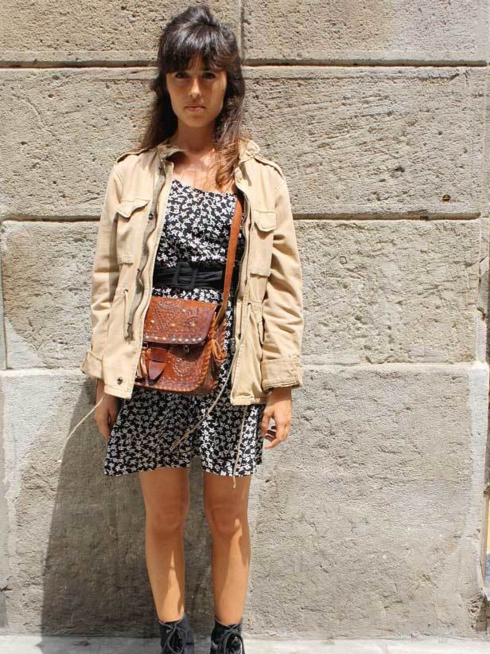 <p>Anna, 26, Lingerie Designer. jacket from France, H&amp;M dress, boots from Paris, vintage bag.</p>
