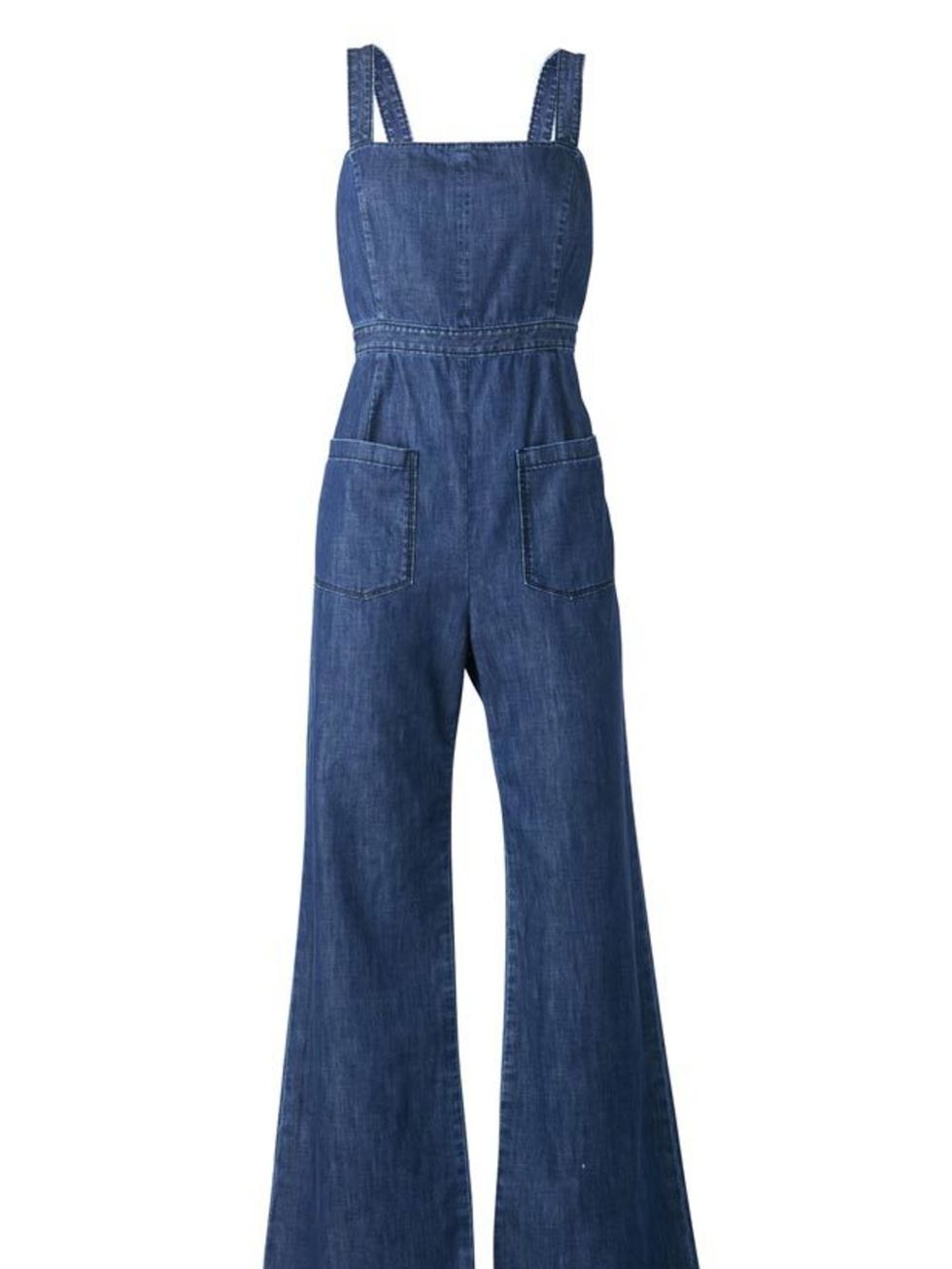 <p>Gap flared denim dungarees, £55.95, for stockists call 0800 427 789</p>