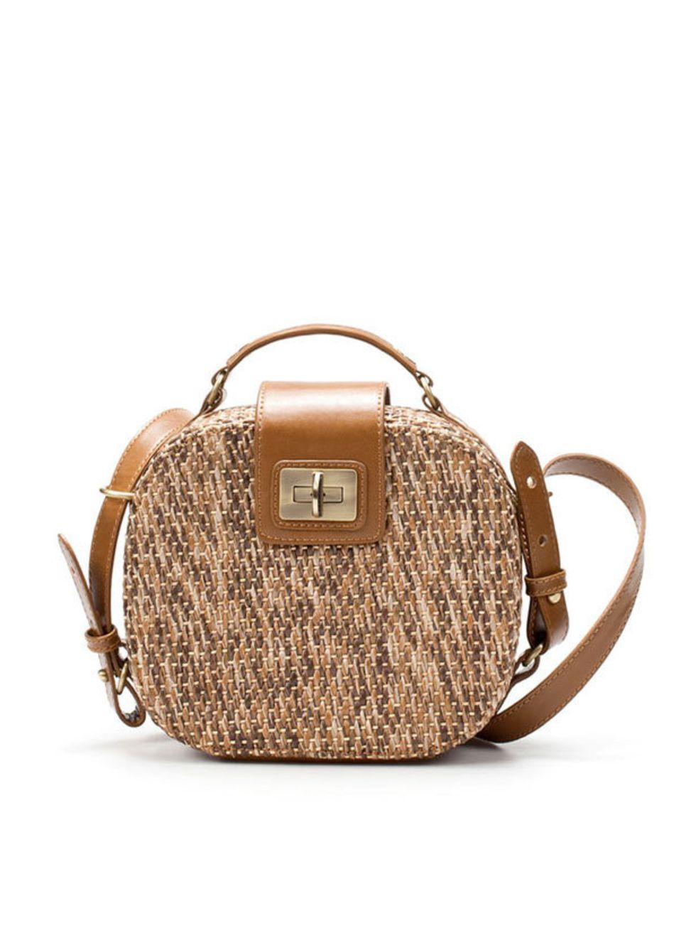<p>Zara rafia messenger bag, £39.99</p>