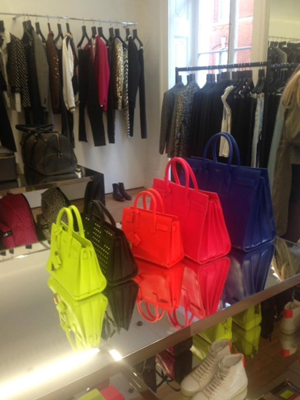 <p>Tuesday. Colour-pop bag from little to large at the Saint Laurent press day</p>