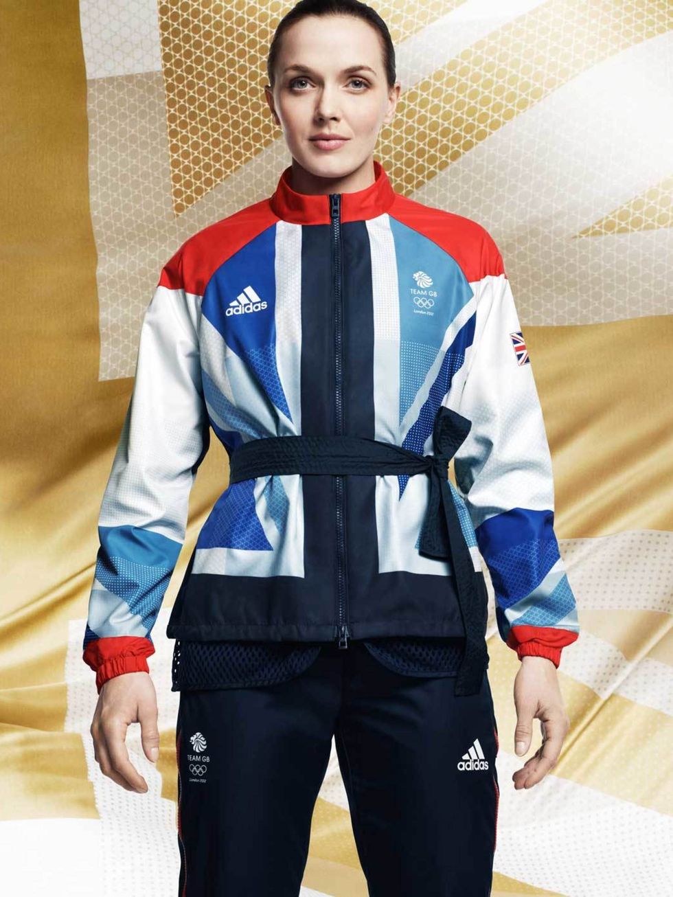 <p>Olympic athlete Victoria Pendleton in her Adidas British team kit for the London 2012 Olympic and Paralympics games  designed by Stella McCartney </p>