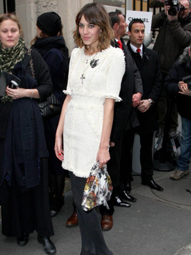 <p>The Brit style setter stepped out this morning to sit front row at <a href="http://www.elleuk.com/catwalk/collections/chanel/spring-summer-2010">Chanel's</a> couture show in Paris. She was sporting a gorgeous white dress by the French fashion house - a