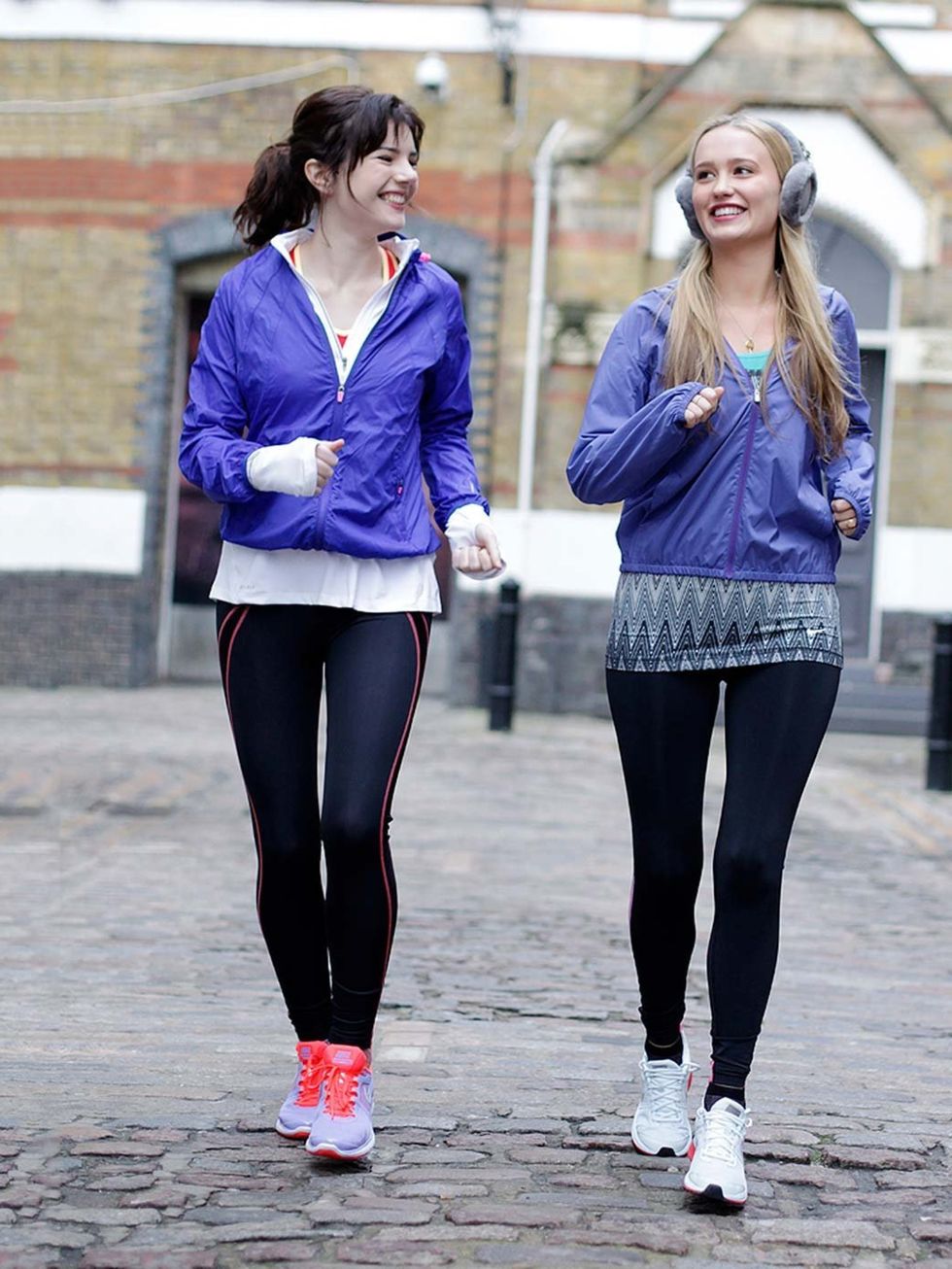<p><em>Georgia Simmonds, Features Assistant, and Joely Walker, Beauty Assistant. </em></p><p>Georgia (pictured left): <a href="http://store.nike.com/gb/en_gb/">Nike</a> Top and Trainers, <a href="http://www.sweatybetty.com/">Sweaty Betty</a> Leggings and 