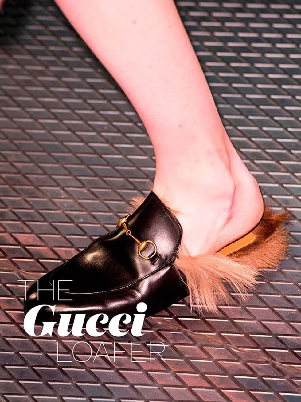 <p>The <a href="http://www.elleuk.com/fashion/news/gucci-aw-2015-catwalk-show-review-milan-fashion-week" target="_blank">Gucci</a> loafer &ndash; Not the clog or the furry dog one. This sleek, flat mule sprouting fur is the one we want from Gucci.&nbsp;</
