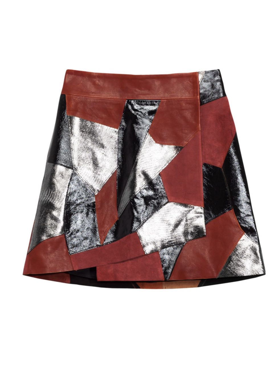 <p>Leather and suede skirt, £185</p>