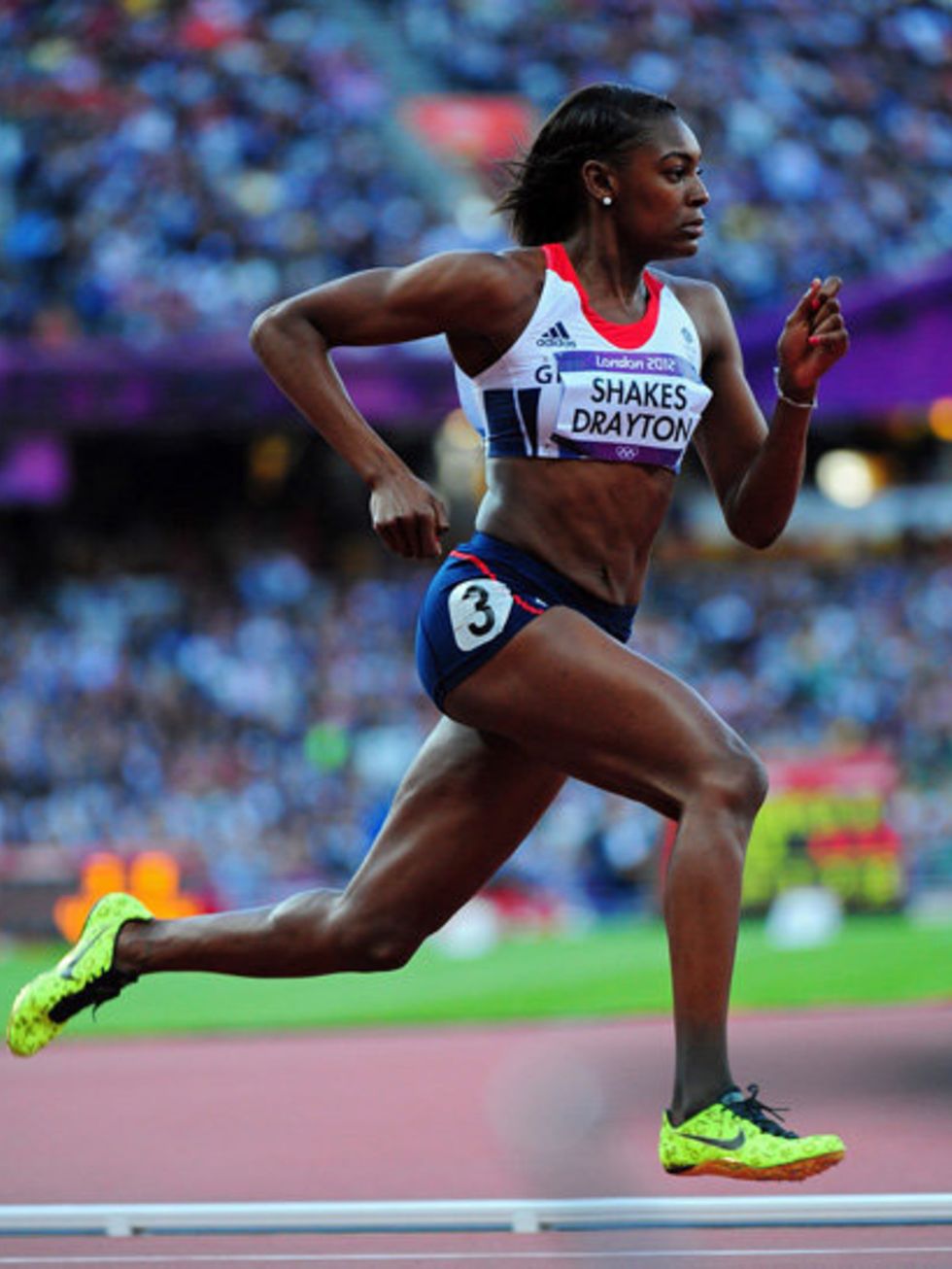 <p>Perri Shakes-Drayton in Nike x Liberty and Stella McCartney's Team GB Adidas kit</p>