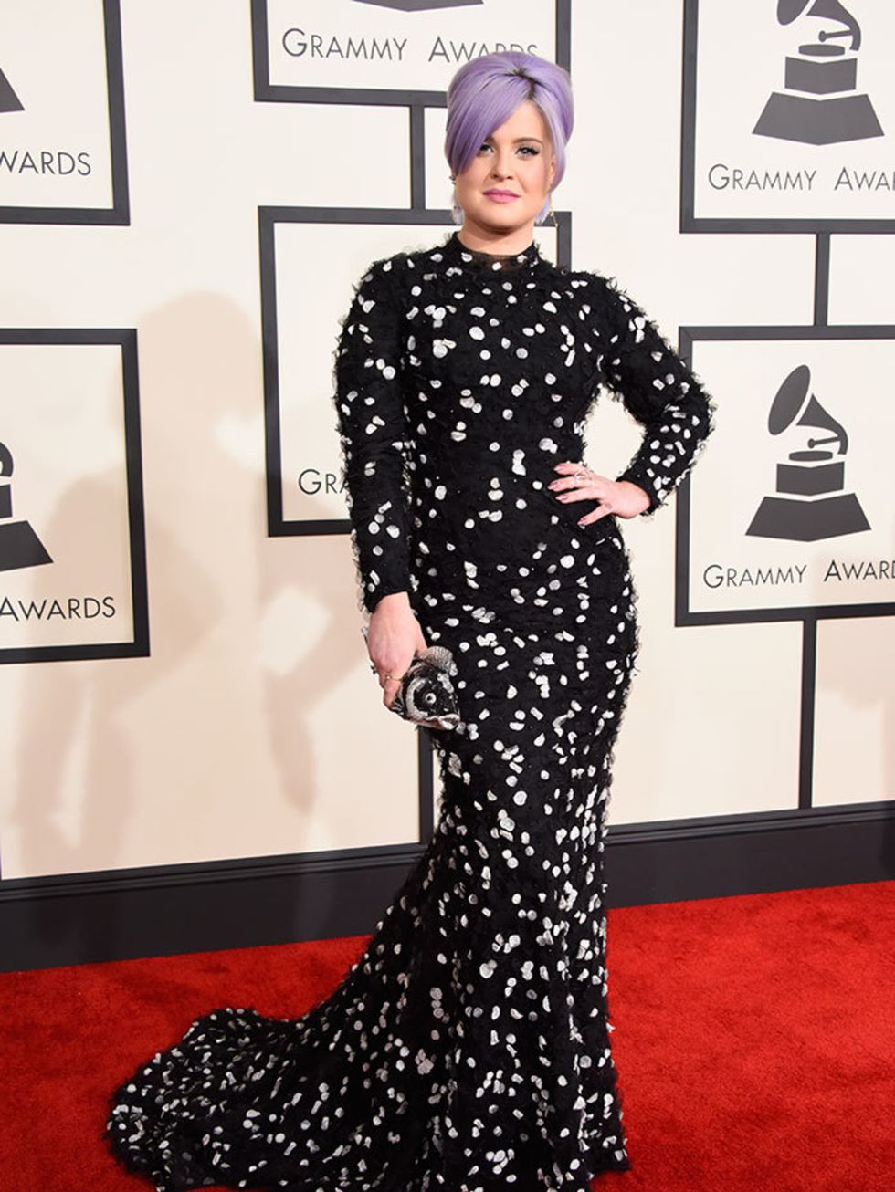 <p>Kelly Osbourne, in Christian Siriano, attends the 57th Annual Grammy Awards in LA.</p>