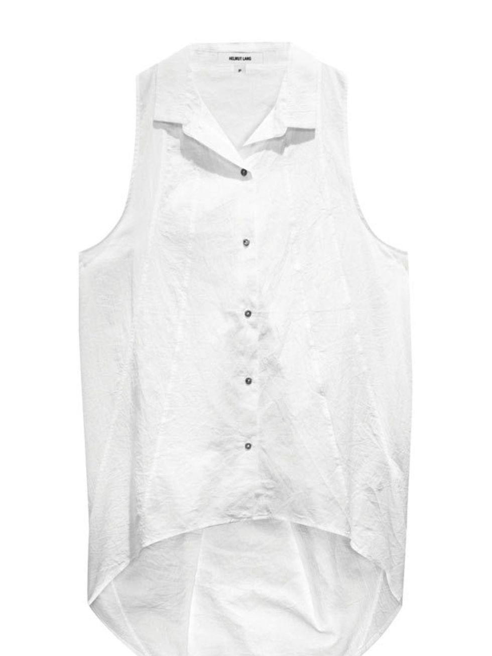 <p>Helmut Lang sleeveless shirt, £150, at <a href="http://www.glassworks-studios.com/product/hel10000/">Glassworks Studios</a></p>